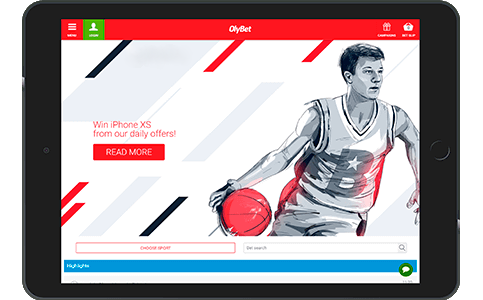 OlyBet mobiil versiooni veebileht